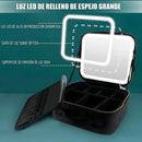 Maleta Organizadora De Maquillaje Profesional Con Espejo Led Negro