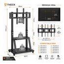 Soporte Tv Pedestal Con Ruedas 32 A 75 Pulgadas Negro