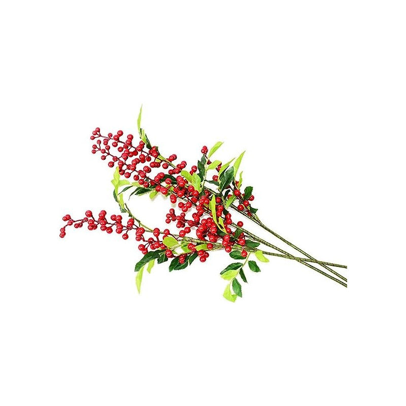 Bayas Ramas Frutos Flores Artificiales Tallo Frondoso Grande