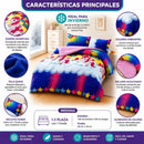 Edredón Infantil 1.5 Plaza Con Funda Diseño Unicornio Theck Rosa Arcoíris