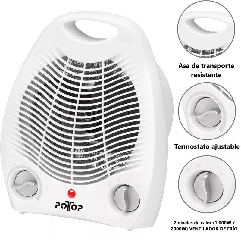 Caloventilador 1000/2000w Frio Y Calor Calo Ventilador Calefactor Potop 220v C/termostato