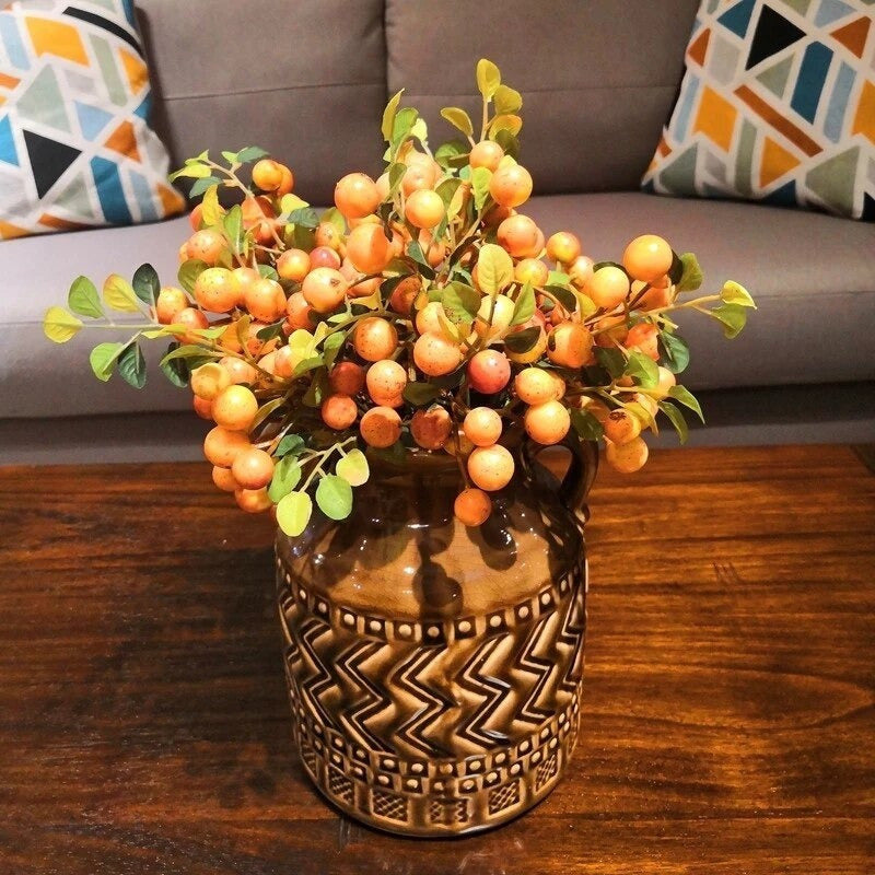 Bayas Ramas Flores Artificiales  Berry Tallos Frondoso