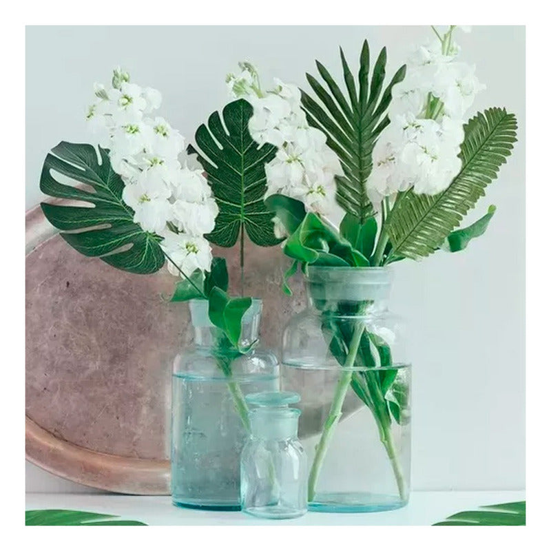 Pack 10 Hojas De Monstera Artificial Decoración