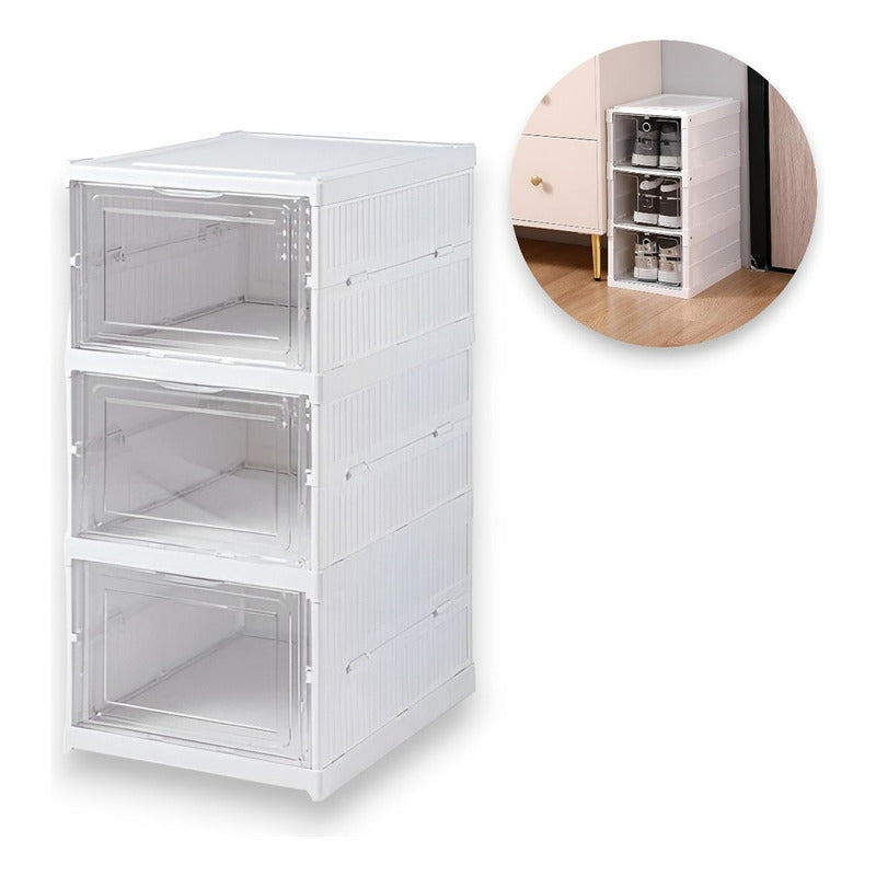 Zapatera Organizador Caja Apilable Para Zapatos 3 Niveles