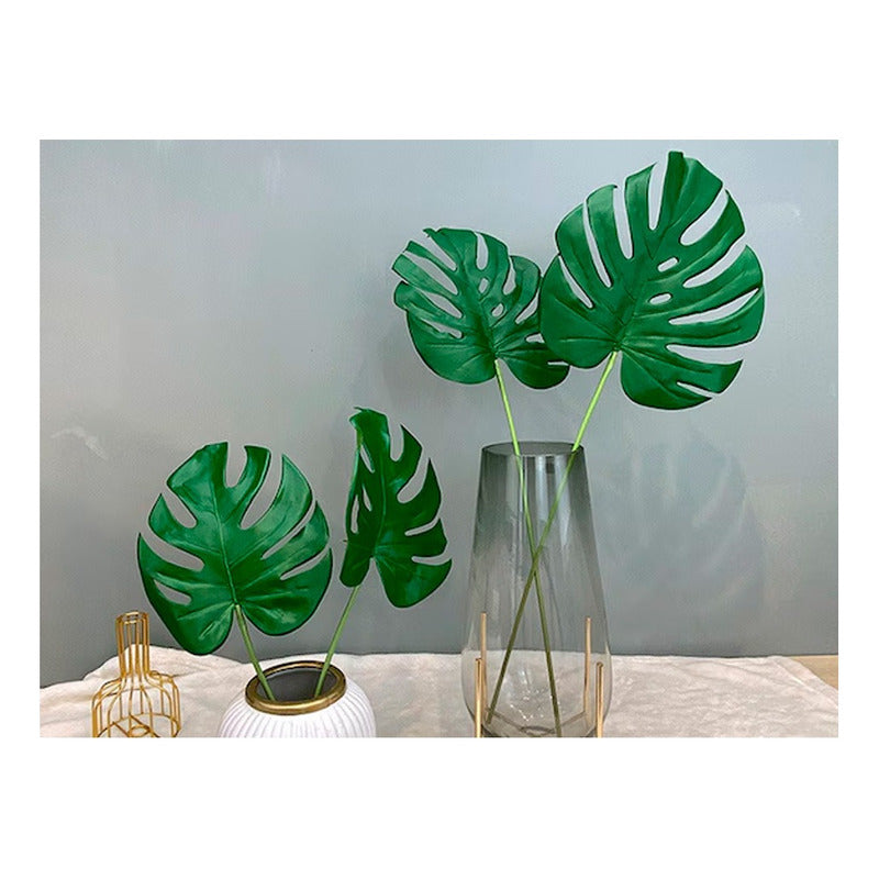 Pack 10 Hojas De Monstera Artificial Decoración