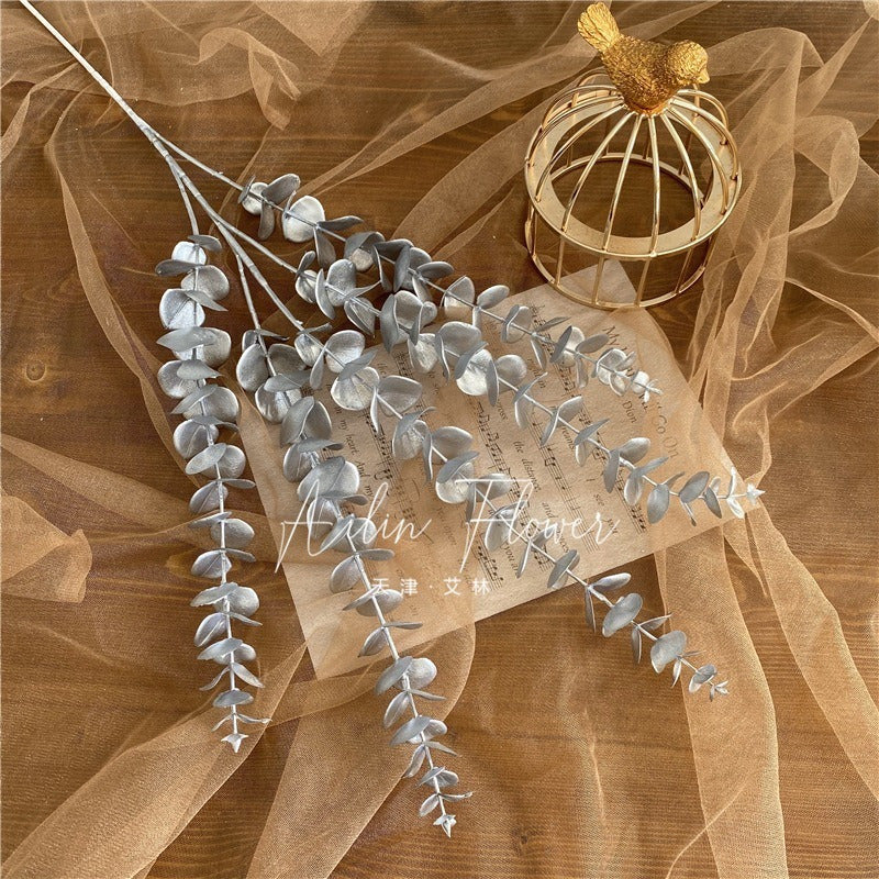 Flor Artificiales Tallos De Eucalipto De Plata Grande