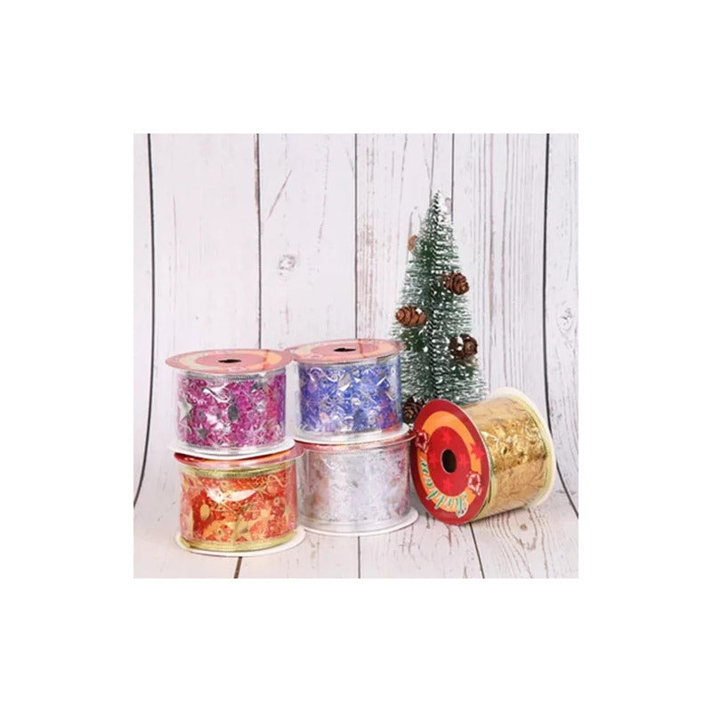 Cintas Navideñas Metalizada Rollo De Cintas Navidad