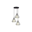 Lampara Triple De Techo Hierro Forma Diamante + Foco Negro