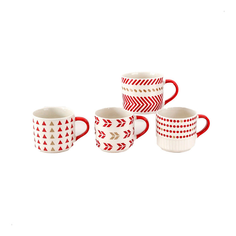 X4 Tazas Café Leche 400 Ml Navidad Tazas Navideñas