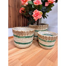 Pack De 3 Canastos De Mimbre Cesta Macetero Decorativo Beige