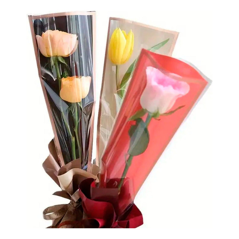 Pack 50 Und Manga Celofán Bolsa Para Flores Arreglos Floral