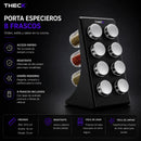 Especiero Theck 8 Frascos De Vidrio Con Soporte Negro Negro