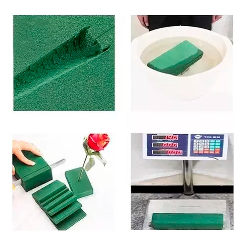 Pack 10 Bloque Espuma Esponja Para Arreglo Floral Verde