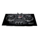 Cocina Encimera A Gas Placa Vidrio Templado 3 Platos Con Chi Negro