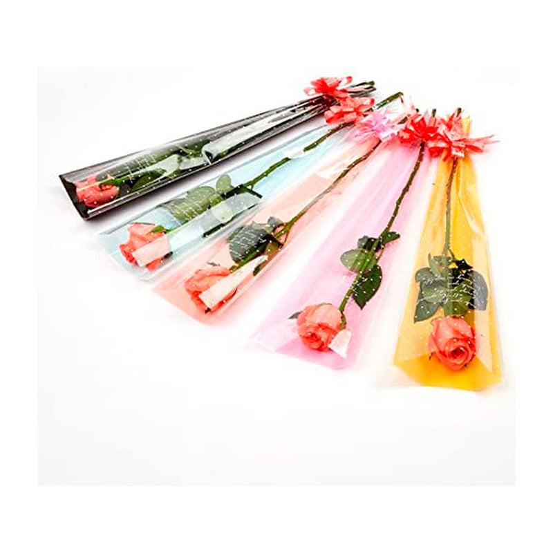 Pack 50 Und Manga Celofán Bolsa Para Flores Arreglos Floral