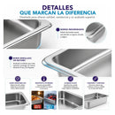 4 Bandejas Acero Inox 1/4 26.5x16.5x15cm Theck Plateado