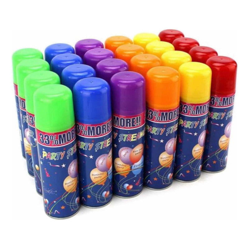 Serpentinas Pack X24 Spray Colores Surtidos Festejo Celebra