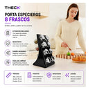 Especiero Theck 8 Frascos De Vidrio Con Soporte Negro Negro
