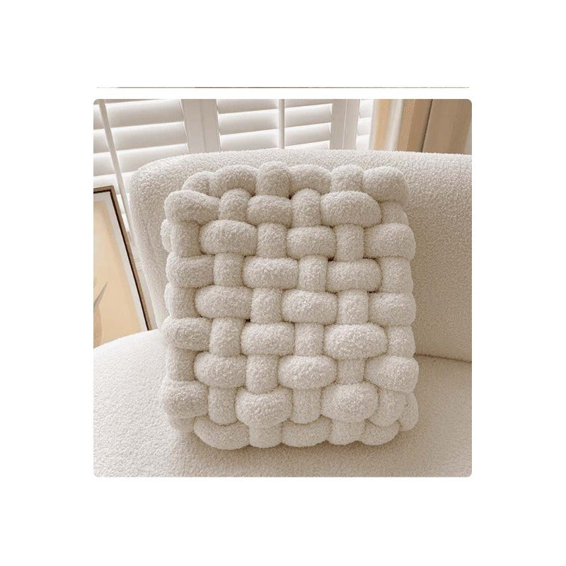Almohada Trenzada Cojín Con Relleno Algodón Sherpa Cuadrada