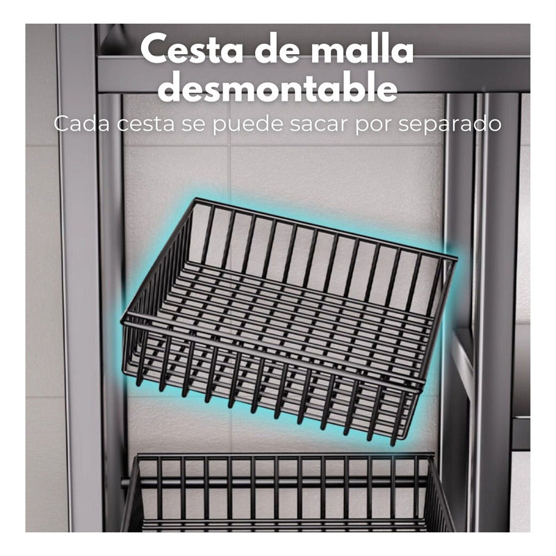 Estanteria Anaquel Organizador Ruedas 4 Niveles 4 Canastilla
