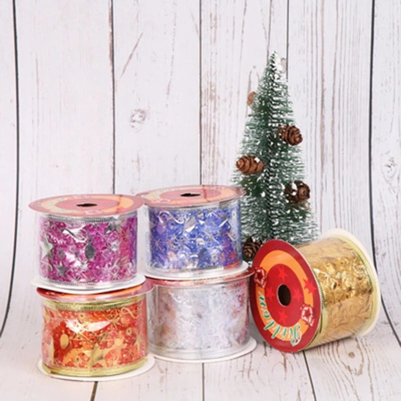 Cintas Navideñas Metalizada Rollo De Cintas Navidad