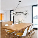 Lámpara Colgante De Techo Rhyna Moderna Ecodeco 15 Luces Con Esferas De Vidrio Transparente Aro Metálico Negro Para Comedor Sala Cocina Isla Iluminación Decorativa Led E27