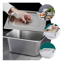 Depósito Gastronómico Inoxidable 26.5x16.5x6cm Con Tapa Rectangular