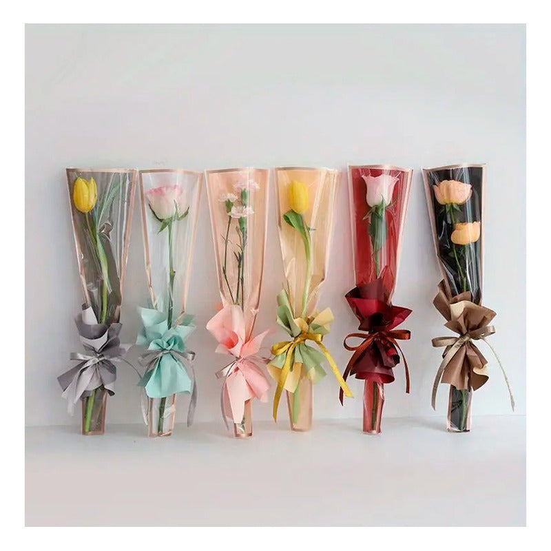 Pack 50 Und Manga Celofán Bolsa Para Flores Arreglos Floral